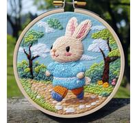 Punch Needle kit for Beginners, Inspiring Rabbit Embroidery Craft Project, Punch Stitching kit for Adults, Needle Punch Kits for Adults, Seasonal Joyful Holiday idea