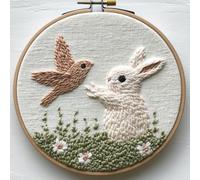 Punch Needle kit for Beginners - Laughing Cute Bunny Embroidery Set, Punch Stitching kit for Adults, Needle Punch Kits for Adults