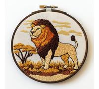 Punch Needle Kit for Beginners - Lion Punch Stitching Kit for Adults, DIY Needle Punch Kits for Art Crafts, Ideal for All Ages, Perfect for Festival Decorations & Gifts