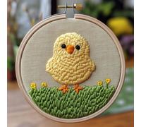 Punch Needle kit for Beginners - Little Chicks in Grass Design, Punch Stitching kit for Adults, Needle Punch Kits for Adults Spring Theme