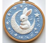 Punch Needle kit for Beginners, Lovable Rabbit Embroidery kit Design, Punch Stitching kit for Adults, Needle Punch Kits for Adults, Joyful Seasonal Decoration