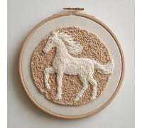 Punch Needle kit for Beginners, Mane-Blowing Horse Motif, Punch Stitching kit for Adults, Needle Punch Kits for Adults, Stable Decorative Piece