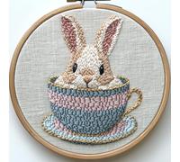 Punch Needle Kit for Beginners: Needle Punch Kits for Adults with Cup and Rabbit Designs, Ideal for DIY Embroidery & Crafts