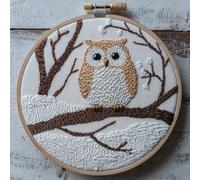 Punch Needle kit for Beginners - Owl Standing on Snowy Branch Design, Punch Stitching kit for Adults, Needle Punch Kits for Adults Nature Scene