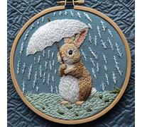 Punch Needle kit for Beginners, Playful Cute Rabbit Handmade Embroidery Design, Punch Stitching kit for Adults, Needle Punch Kits for Adults, Joyful Seasonal DIY