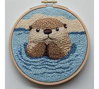 Punch Needle kit for Beginners, Punch Stitching kit for Adults, Needle Punch Kits for Adults - A Water Otter with Hands Raised in The Water Punch Needle Set