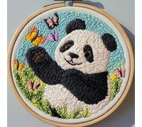 Punch Needle kit for Beginners, Punch Stitching kit for Adults, Needle Punch Kits for Adults - Cute Panda and Butterfly DIY Embroidery Starter kit for Home Craft Fun