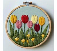 Punch Needle Kit for Beginners, Punch Stitching Kit for Adults, Needle Punch Kits for Adults, DIY Embroidery Set with Many Tulip Flowers for Art Crafts and Decorations