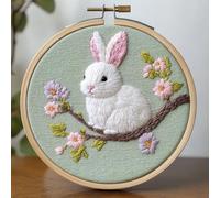 Punch Needle Kit for Beginners, Punch Stitching Kit for Adults, Needle Punch Kits for Adults, DIY Embroidery Set with Rabbit on Branch for Art Crafts and Decorations