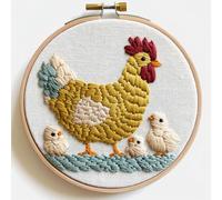 Punch Needle Kit for Beginners, Punch Stitching Kit for Adults, Needle Punch Kits for Adults, DIY Embroidery Set Featuring Chicken and Chicks