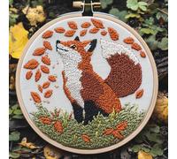 Punch Needle Kit for Beginners, Punch Stitching Kit for Adults, Needle Punch Kits for Adults, Fox and Autumn Leaves Embroidery Set for DIY Crafts