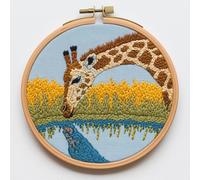 Punch Needle kit for Beginners, Punch Stitching kit for Adults, Needle Punch Kits for Adults - Giraffe Drinking Water Craft kit for Beginners and Embroidery Fans