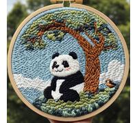 Punch Needle Kit for Beginners, Punch Stitching Kit for Adults, Needle Punch Kits for Adults, Panda Under The Tree Embroidery DIY Kit