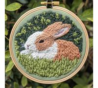 Punch Needle Kit for Beginners, Punch Stitching Kit for Adults, Needle Punch Kits for Adults, Rabbit Lying in The Grass DIY Embroidery Set for Handmade Crafts and Home Décor