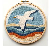 Punch Needle Kit for Beginners, Punch Stitching Kit for Adults, Needle Punch Kits for Adults, Seabirds and Nature DIY Embroidery Set for Creative Crafting and Home Décor