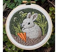 Punch Needle Kit for Beginners, Punch Stitching Kit for Adults, Needle Punch Kits for Adults with Rabbit and Carrot Design