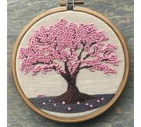 Punch Needle Kit for Beginners, Simple Cherry Blossom Tree Embroidery Set, Punch Stitching Kit for Adults, Needle Punch Kits for Adults DIY Art Crafts & Festival Decoration