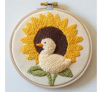 Punch Needle kit for Beginners, Sunflower-Perched Duckling Design, Punch Stitching kit for Adults, Needle Punch Kits for Adults, Easy DIY Craft Set