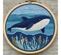 Punch Needle Kit for Beginners - Whale Punch Stitching Kit for Adults, DIY Needle Punch Kits for Art Crafts, Ideal for All Ages, Perfect for Festival Decorations & Gifts