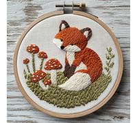 Punch Needle kit for Beginners, Whimsical Cute Fox Stitch Embroidery Set, Punch Stitching kit for Adults, Needle Punch Kits for Adults, Joyful Holiday Craft