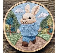 Punch Needle kit for Beginners, Whimsical Rabbit Embroidery Design, Punch Stitching kit for Adults, Needle Punch Kits for Adults, Joyful Seasonal Holiday DIY
