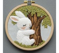 Punch Needle kit for Beginners, Whimsical Rabbit Embroidery Hobby Artwork, Punch Stitching kit for Adults, Needle Punch Kits for Adults, Joyful Seasonal DIY Activity