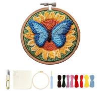 Punch Needle Kit, Punch Needle Kit for Beginners, Butterfly DIY Embroidery Set for Beginners, Crafting Activity for Family Bonding, Home Decoration and Gift Giving, Including Accessories