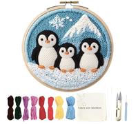 Punch Needle Kit, Punch Needle Kit for Beginners, Three Little Penguins Complete Embroidery Starter Kit with Ideal for Home Crafts and Gift Giving