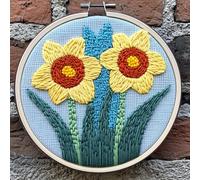 Punch Needle Kits Abstract Daffodil Flowers Easy for Beginners DIY Punch Needle Yarn Starter Embroidery Set for Craft Lovers with Printed Pattern and Hoop for Home Decor 20x20cm(3)