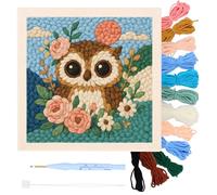 Punch Needle Kits with Frame 25x25cm, Punch Needle Embroidery Kit for Adults Beginner, Embroidery Starter Kits with Fabric Pattern,Threader, Yarn and Needles, Gift for Friends, Family and Colleagues