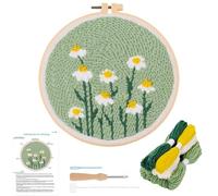 Punch Needle Kits with Punch Needle Fabric Yarns Embroidery Hoops Sewing Needles,Punch Needle Kit for Beginners Needle Punch Kit Punch Needle Set,Punch Needle Starter Kit Flowers and Plants PatternPun