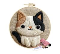 Punch Needle Sets for Adults and Beginners, Cute Cat Motif, Interactive Craft and Stick Set, Punch Needle Kit for Adults, Stress Management and Parent-Child Binding for Children