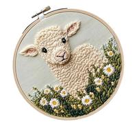Punch Needle, Stitching Kit, Embroidery Set, Sheep Pattern Craft, Complete Art with Fabric and Yarn for Relaxing Creative Projects, Adults, Beginners, Home Crafting, Gift Idea, 7.08 Inches