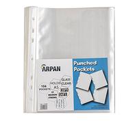 Punch Pockets - Arpan Strong Transparent Poly Punched Pockets Sleeves Top-Opening Document Wallets (A5 - Clear 104 X 4 Pack)