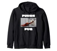 Punch Pug | Punch the Monkey Funny Pug Zip Hoodie