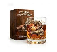Punch the Monkey Comfort Whiskey Glass - You are Not Alone, Inspirational Monkey Whiskey Glass, Emotional Support Gift with Engraved Message, Gift for Tough Days&Whiskey Lovers (1PC)