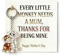 Punch the Monkey Crystal Keychain with Gratitude Card - Positive Emotional Support Charms for Backpack Purse Car Keys, Mother's Day (1 Pcs)