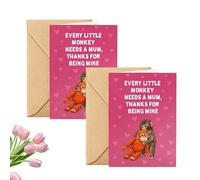 Punch The Monkey Cute Mother's Day Card, Funny Monkey Greeting Card with Envelope, A Playful,heartfelt Way To Say “thank You” To The Best Mum in The Jungle, Unique Mother’s Day Gift (2Pcs)