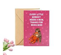 Punch The Monkey Cute Mother's Day Card, Funny Monkey Greeting Card with Envelope, A Playful,heartfelt Way To Say “thank You” To The Best Mum in The Jungle, Unique Mother’s Day Gift (1Pcs)