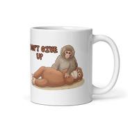 Punch The Monkey Don't Give Up Motivational Mug, White Ceramic Coffee Mug with Monkey Design, Inspirational Quote Cup