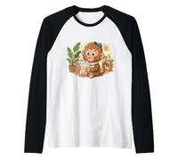 Punch the Monkey Japan Drinking Iced Coffee Cute Kawaii Raglan Baseball Tee