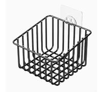Punch Wall Rack for Kitchen with Drainage Basket Functional Design for Utensil Produce and Ingredient Storage (black)