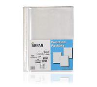 Punched Pocket A4 Strong 45 Micron Transparent Poly Wallets Glass Clear Sheet Protector by Arpan (A4-104 X 4 Pack)