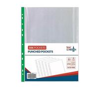 Punched Pocket A4 Strong 50 Micron 106 Clear Plastic Poly Strong Filing Wallets Sleeve Transparent Glass Clear Sheet Protector (A4 106 x 1)