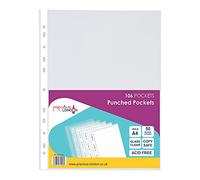 Punched Pocket A4 Strong 50 Micron Transparent Poly Wallets Glass Clear 106 Sleeves Punch Pockets by Precious London