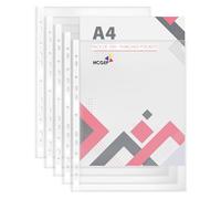 Punched Pockets A4 Plastic Wallets 100 500 1000-45 Microns Poly Pockets with 11 Holes - Glass Clear Plastic Sleeves for Ring Binders - Copy Safe Page Protectors (200)
