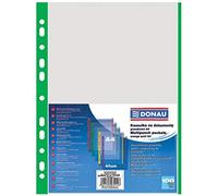 Punched Pockets DONAU PP A4 Orange Peel 40 Micron Coloured Spine Feature Green 100pcs / Document Archiving/Type-Crystal/Kind-Coloured Edge/Material-PP/Colour-Green/Format-A4