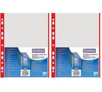 Punched Pockets DONAU PP A4 Orange Peel 40 Micron Coloured Spine Feature Red 100pcs / Document Archiving/Type-Crystal/Kind-Coloured Edge/Material-PP/Colour-Red/Format-A4 / Thickness (mm)-40