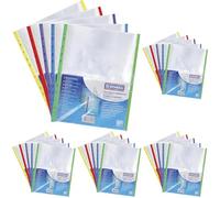 Punched Pockets for Protecting Documents DONAU PP A4 Crystal 40mikr Coloured Edge - Assorted Colours 25 Pcs/Document Archiving/Type-Crystalline/Kind-Coloured Edge/Material-PP (Pack of 5)