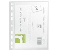 Punched Pockets Q-CONNECT, PP, A5, orange peel, 50 micron, 100pcs